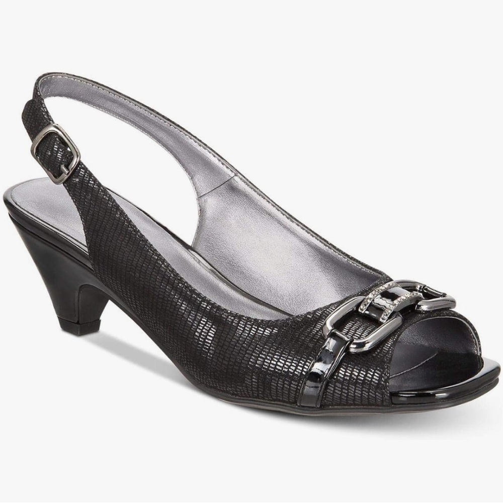 NWT Karen Scott Womens Arlena Faux Leather Embossed Slingback Heels 9M